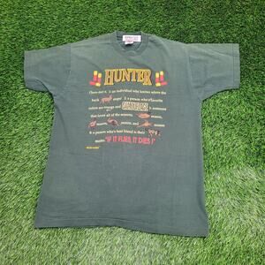 Vintage 89s Funny Hunter Humor Shirt L/XL 22x29 Faded Green